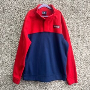 Vineyard Vines Sweatshirt Boys XL‎ 18 Red & Navy Quarter-Snap Fleece Pullover